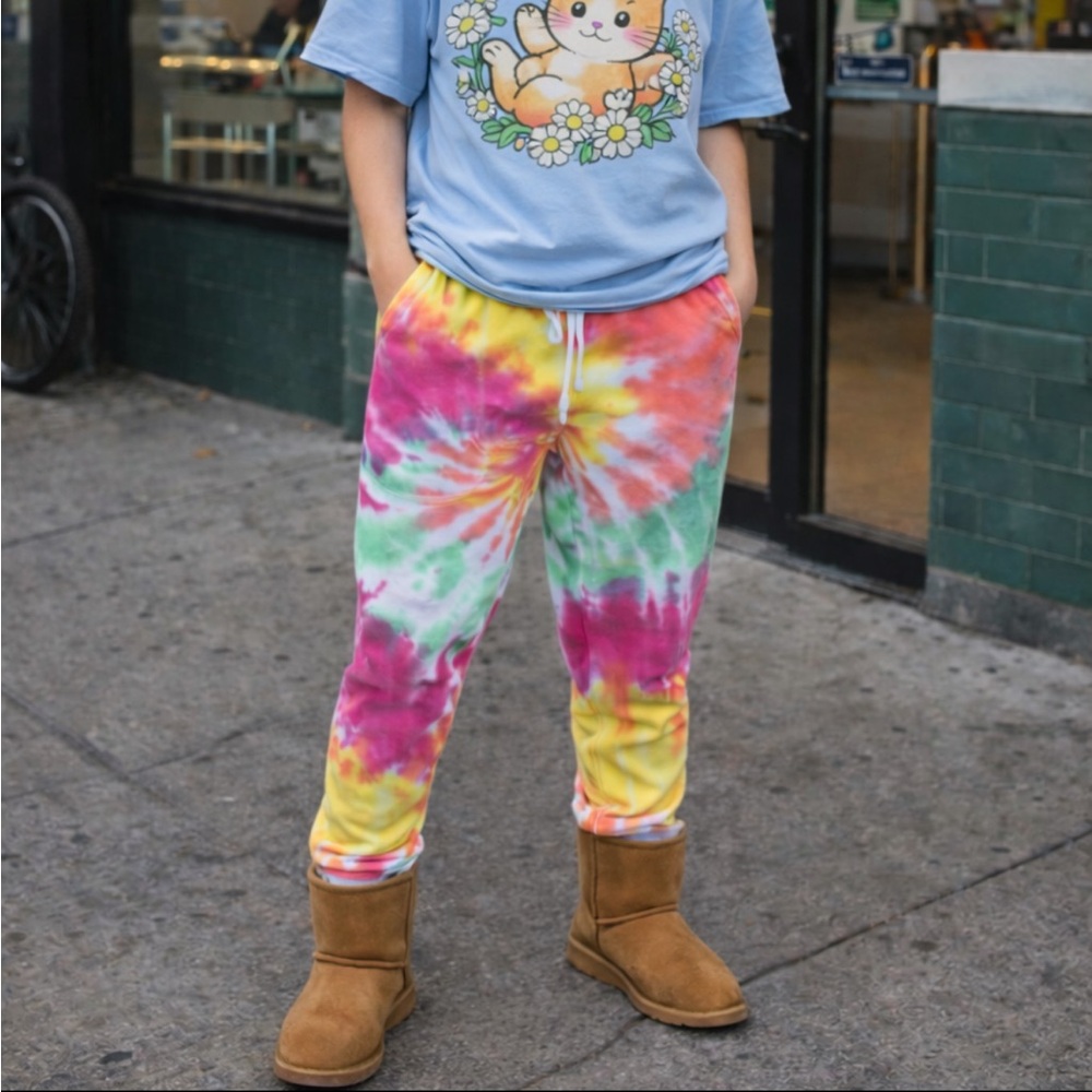 Tie Dye Cotton Jogger Sweatpants Dreamsicle Joggers Sweatpants Tie-dye Rainbow
